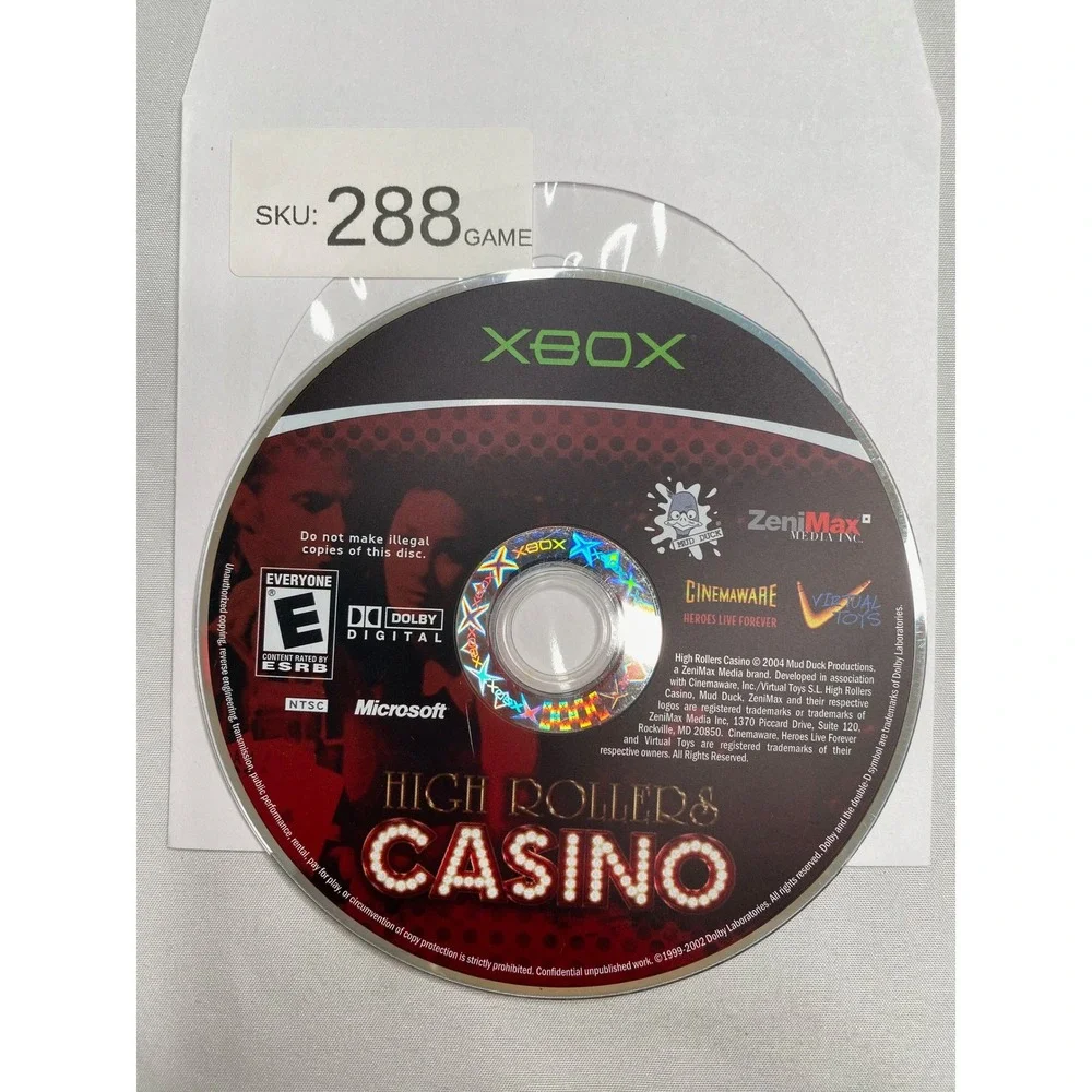 High Rollers Casino Microsoft Xbox Original Game Disc Only
